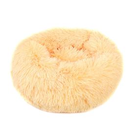Small Large Pet Dog Puppy Cat Calming Bed Cozy Warm Plush Sleeping Mat Kennel, Round (Color: Apricot, size: 31in)