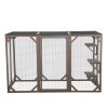 Spacious wooden cat cage with waterproof roof with adjustable pedals suitable