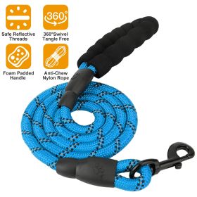 5FT Dog Leash Dog Training Walking Lead w/ Foam Handle Highly Reflective Treads (Color: Blue)