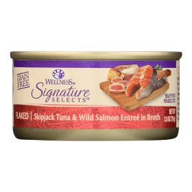 Wellness Pet Products - Signature Selects Cat Food - Skipjack Tuna and Wild Salmon Entre in Broth - Case of 12 - 2.8 oz. (SKU: 2065548)