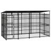 Outdoor Dog Kennel with Roof Steel 79.3 ftÂ²