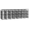 Outdoor Dog Kennel with Roof Steel 138.9 ftÂ²