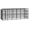 Outdoor Dog Kennel with Roof Steel 119 ftÂ²