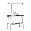 Adjustable Dog Grooming Table with 2 Loops and Basket