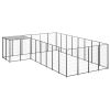 Dog Kennel Black 117.2 ft² Steel
