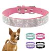 Crystal Dog Collar Solid Color Leather