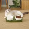 Elevated Cat Bowls, Raised Cats Ceramic Food and Water Stand Bowl Dishes for Cats Small Dogs or Puppy, 15Â° Tilted Anti Vomiting Stress Free Feeder De