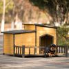 47.2 ' Large Wooden Dog House Outdoor, Outdoor & Indoor Dog Crate, Cabin Style, With Porch