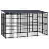 Outdoor Dog Kennel with Roof Steel 79.3 ftÂ²