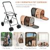 Double Pet Stroller 4-in-1 With Detachable Carrier And Travel Carriage