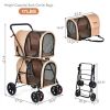 Double Pet Stroller 4-in-1 With Detachable Carrier And Travel Carriage