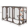 Spacious wooden cat cage with waterproof roof with adjustable pedals suitable