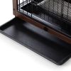 Indoor Dog Crate, Sofa Side End Table, 2-Tier Wooden Pet Cage with Removable Tray, Walnut