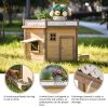 31.5' Wooden Dog House Puppy Shelter Kennel Outdoor & Indoor Dog crate, with Flower Stand, Plant Stand, With Wood Feeder