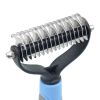 Pet Grooming Tool 2 Sided Undercoat Rake for Cats & Dogs - Safe Dematting Comb for Easy Mats & Tangles Removing -Pet Brush-Cat Grooming-Grooming Tool