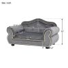 27" Pet Sofa, Dog sofa, Dog bed, Cat Sofa, Cat Bed, Wooden Frame And Velvet with Buttons And Beige Rope Lines, 4 Black Sturdy Plastic Sofa Feet