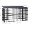 Outdoor Dog Kennel with Roof Steel 79.3 ftÂ²