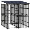 Outdoor Dog Kennel with Roof Steel 39.7 ftÂ²