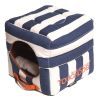 Touchdog Polo-Striped Convertible and Reversible Squared 2-in-1 Collapsible Dog House Bed