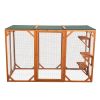 Spacious wooden cat cage with waterproof roof with adjustable pedals suitable