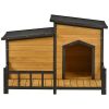 47.2 ' Large Wooden Dog House Outdoor, Outdoor & Indoor Dog Crate, Cabin Style, With Porch