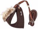 Pet Life Luxe 'Furracious' 2-In-1 Mesh Reversed Adjustable Dog Harness-Leash W/ Removable Fur Collar