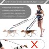 Hands Free Dog Leash with Zipper Pouch for Medium Large Dogs Running Walking Training Hiking, Adjustable Waist Belt with Reflective Threading, Retract