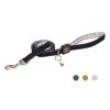 HAMATE 4FT Comfortable Dog Leash with the combination of Cowboy and Plaid Webbing,Matte Gold Zinc Alloy and Bells