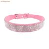 Crystal Dog Collar Solid Color Leather