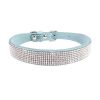 Crystal Dog Collar Solid Color Leather