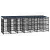 Outdoor Dog Kennel with Roof Steel 138.9 ftÂ²