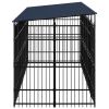 Outdoor Dog Kennel with Roof Steel 119 ftÂ²