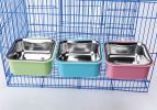 Stainless Steel Pet Crate Bowl Removable Cage Hanging Bowls with Bolt Holder for Pets