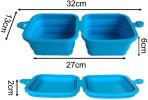 Silicone Collapsible Pet Bowl Double Portable Travel Bowl Equipped with Aluminum Hook Clip