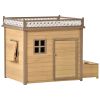 39.4' Wooden Dog House Puppy Shelter Kennel Outdoor & Indoor Dog crate, with Flower Stand, Plant Stand, With Wood Feeder