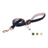 HAMATE 4FT Comfortable Dog Leash with the combination of Cowboy and Plaid Webbing,Matte Gold Zinc Alloy and Bells