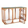Spacious wooden cat cage with waterproof roof with adjustable pedals suitable