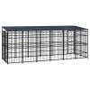 Outdoor Dog Kennel with Roof Steel 119 ftÂ²