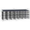 Outdoor Dog Kennel with Roof Steel 138.9 ftÂ²