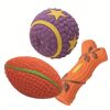 Squeaky Football Branch, Fetch and Play - Latex Rubber Dog Toy Balls, Play Chew Fetch Interactive Ball Puppies