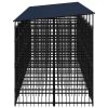 Outdoor Dog Kennel with Roof Steel 138.9 ftÂ²