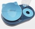 Portable Pet Bowl and Automatic Water Feeder Set, 2 in 1 Food Bowl Dish with Water Dispenser Bottle Tilted